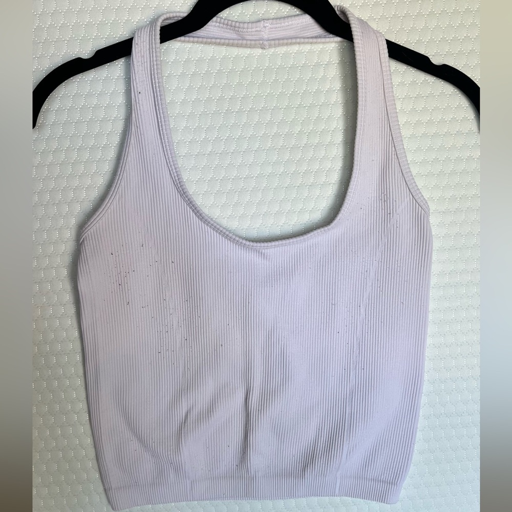 White Ribbed Halter Top - Size M